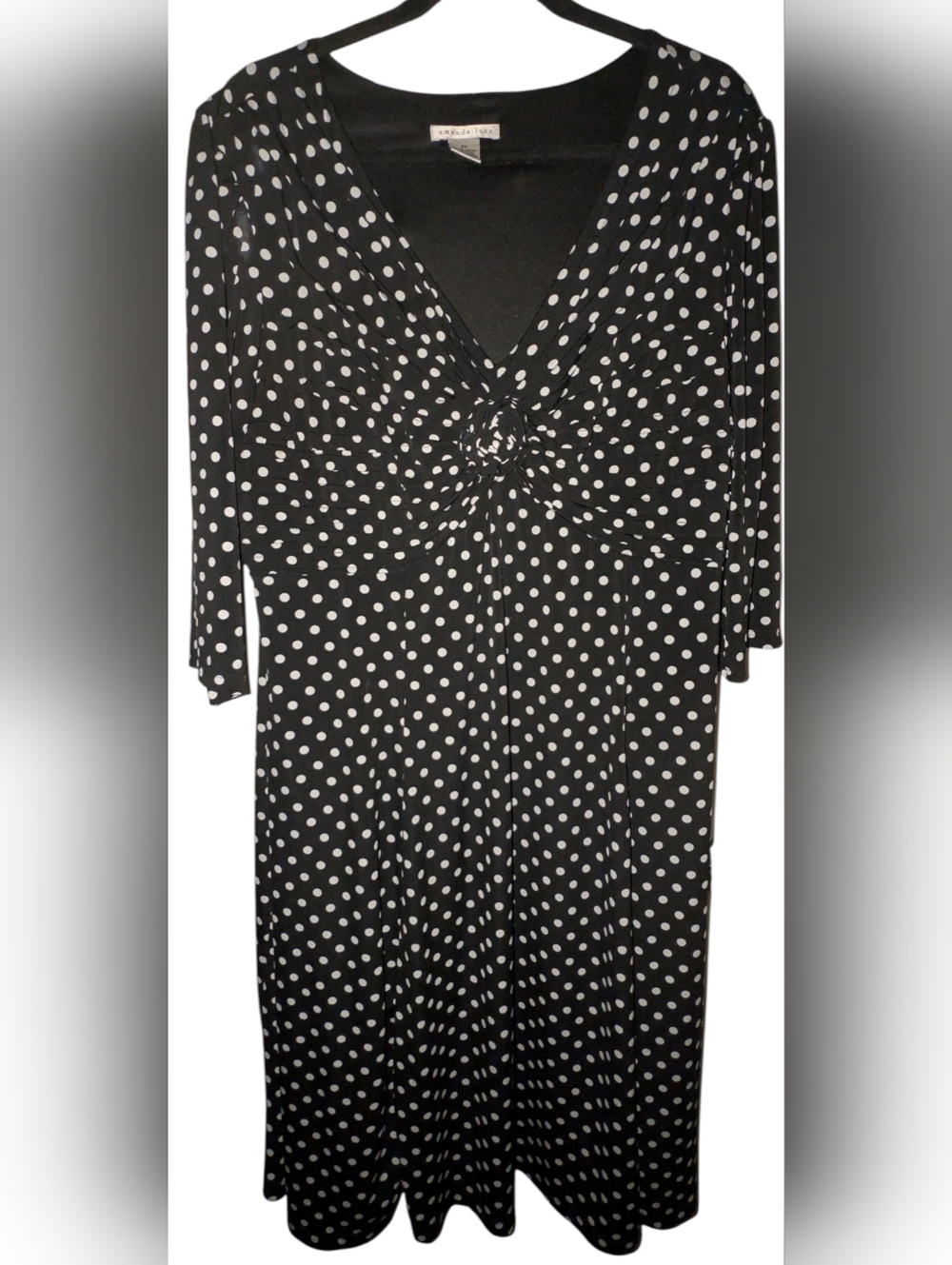 Amanda Lane Polka Dot Faux Knot Dress Plus Size 3X EUC
